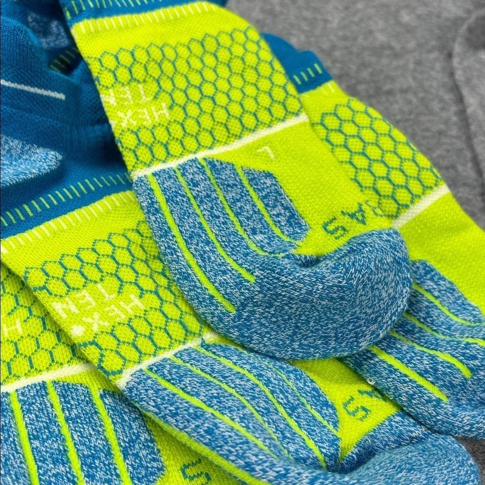 Bombas neon Blue and Green  hex tec tennis Athletic Socks XL